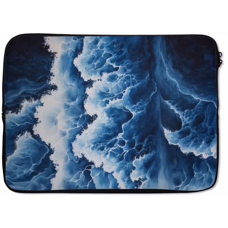 Golven - Blauw - Schuim laptophoes neopreen klein -zkaufland3dotto