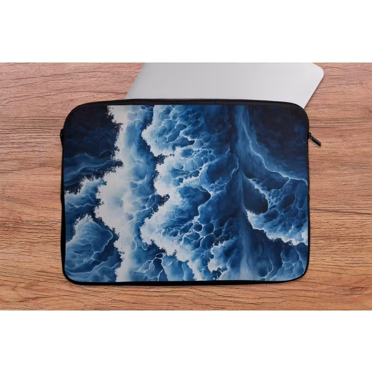 Golven - Blauw - Schuim laptophoes neopreen klein -tafel