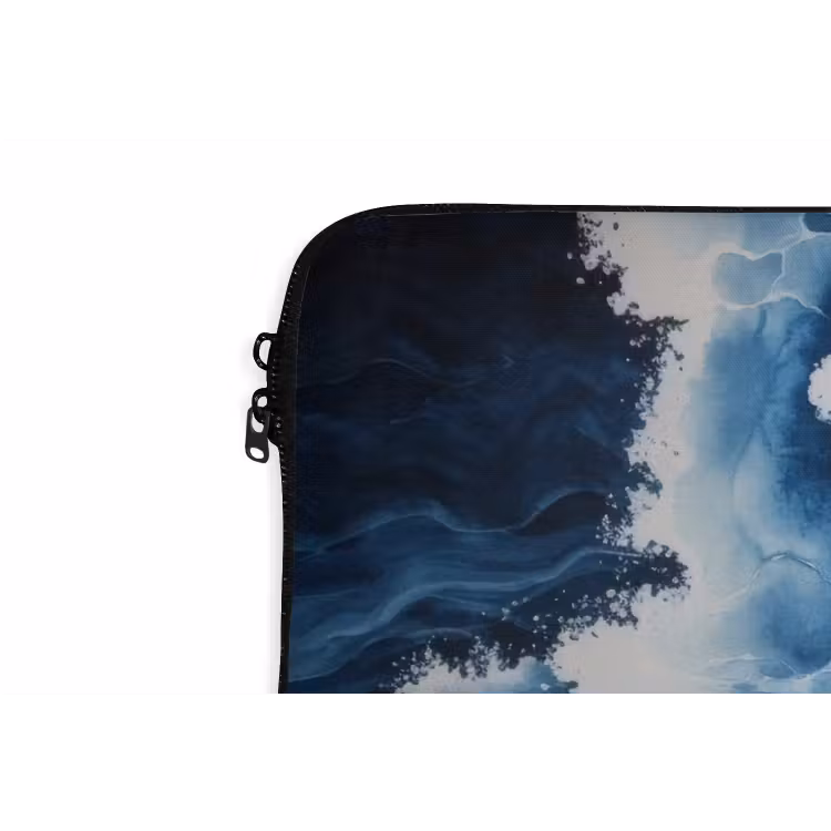 Golven - Blauw - Schuim laptophoes neopreen klein -detail