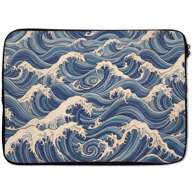 Golven - Zee - Natuur - Abstract - Blauw laptophoes neopreen klein -zkaufland3dotto