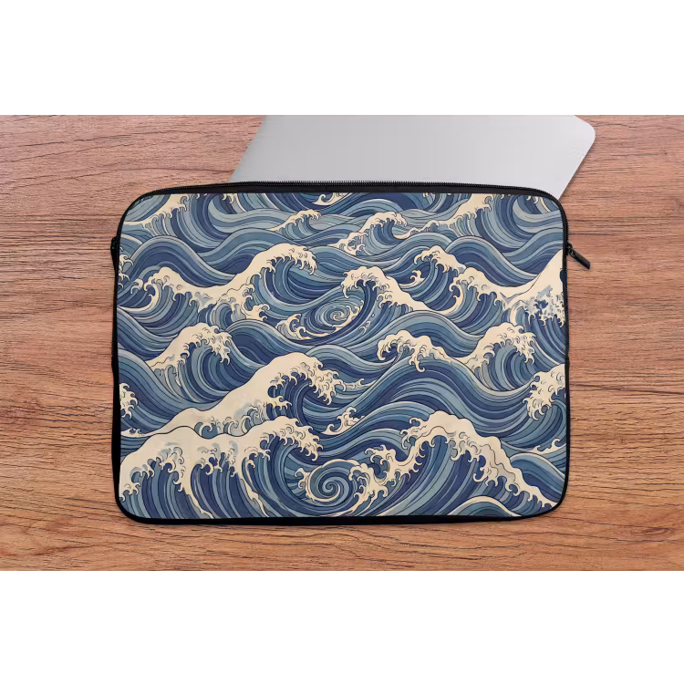 Golven - Zee - Natuur - Abstract - Blauw laptophoes neopreen klein -tafel