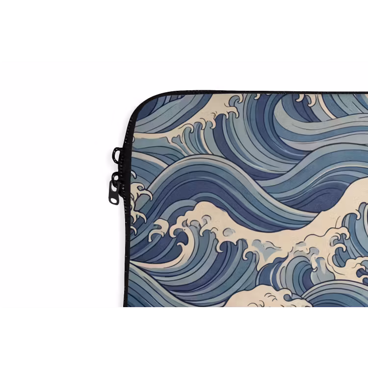 Golven - Zee - Natuur - Abstract - Blauw laptophoes neopreen klein -detail