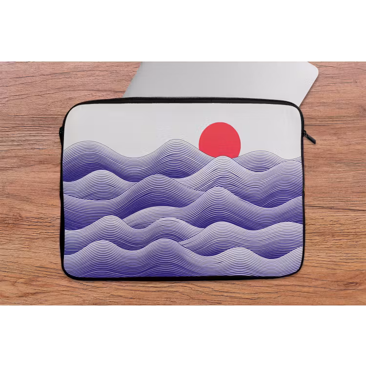Golven - Zon - Natuur - Abstract - Rood laptophoes neopreen klein -tafel