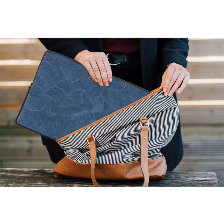 Golven - Textuur - Patroon - Blauw laptophoes neopreen klein 279 -tas