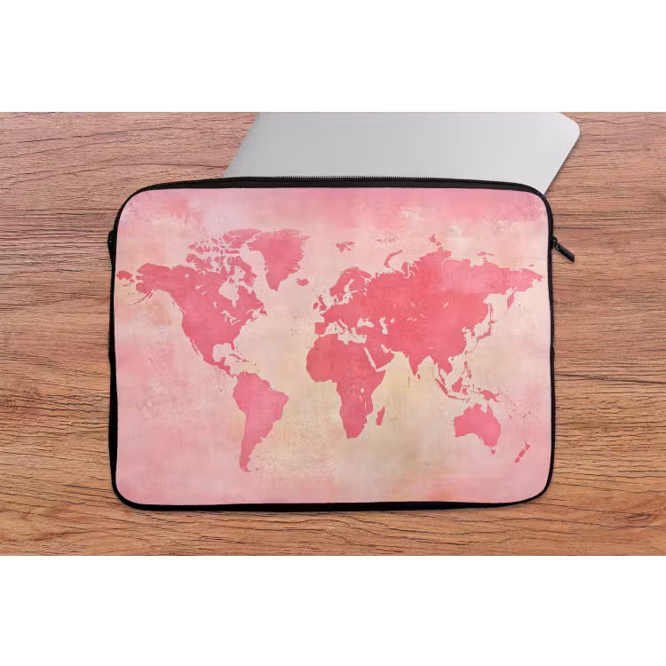 Wereldkaart - Roze - Vaag laptophoes neopreen klein -tafel