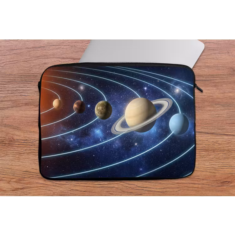 Ruimte - Zonnestelsel - Blauw laptophoes neopreen klein -tafel