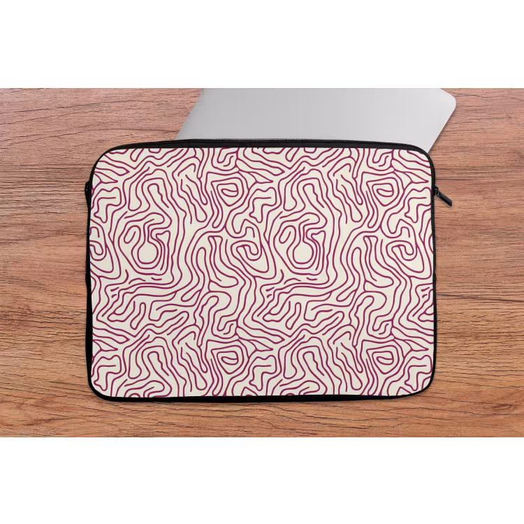 Kronkelende lijn - Magenta - Crème laptophoes neopreen klein 279 -tafel