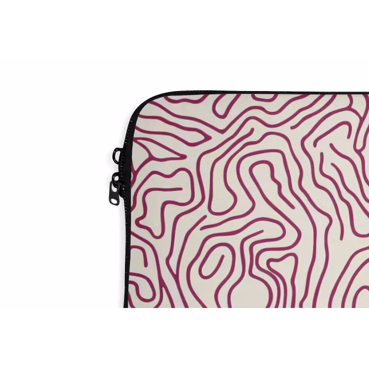 Kronkelende lijn - Magenta - Crème laptophoes neopreen klein 279 -detail