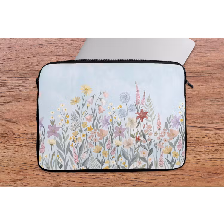 Weidebloemen - Illustratie - Kleurrijk laptophoes neopreen klein -tafel