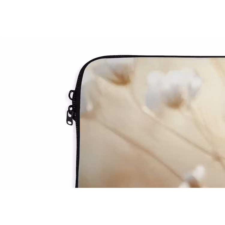 Wilde - Bloemen - Wit laptophoes neopreen klein -detail