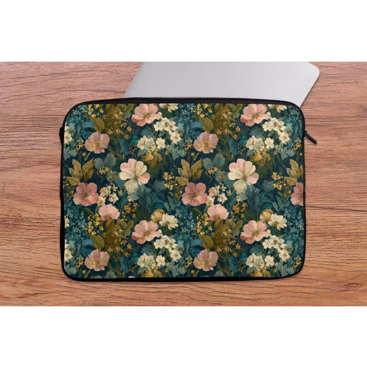 Wilde bloemen - Botanisch - Patroon - Roze - Romantisch laptophoes neopreen klein 279 -tafel