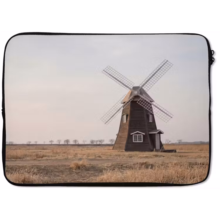 Windmolens - Landschap - Veld laptophoes neopreen klein -zkaufland3dotto