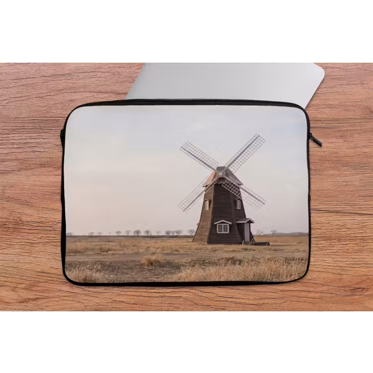 Windmolens - Landschap - Veld laptophoes neopreen klein -tafel