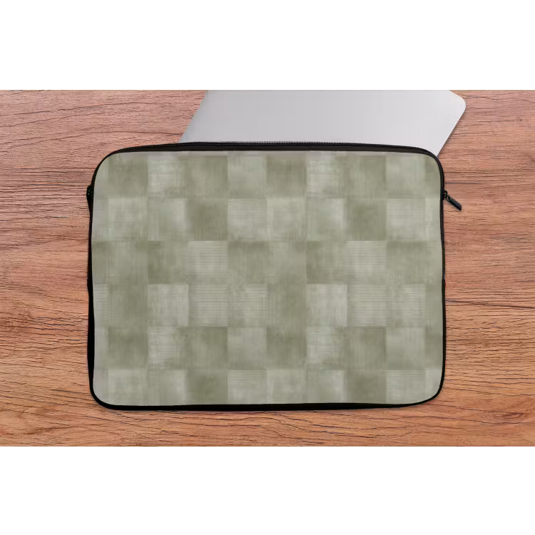 Vlakken - Rustiek - Groen laptophoes neopreen klein 279 -tafel