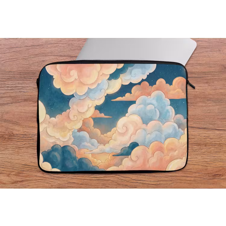 Wolk - Lucht - Natuur - Illustratief - Oranje laptophoes neopreen klein -tafel