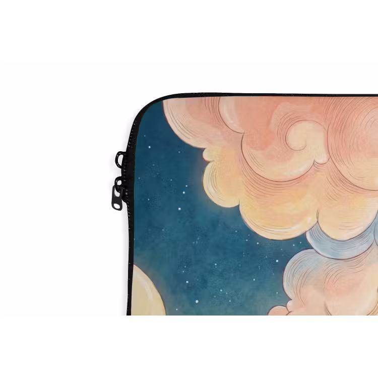 Wolk - Lucht - Natuur - Illustratief - Oranje laptophoes neopreen klein -detail