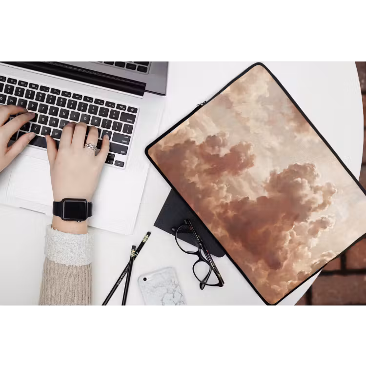 Wolken - Lucht - Natuur - Modern - Bruin laptophoes neopreen klein -bureau