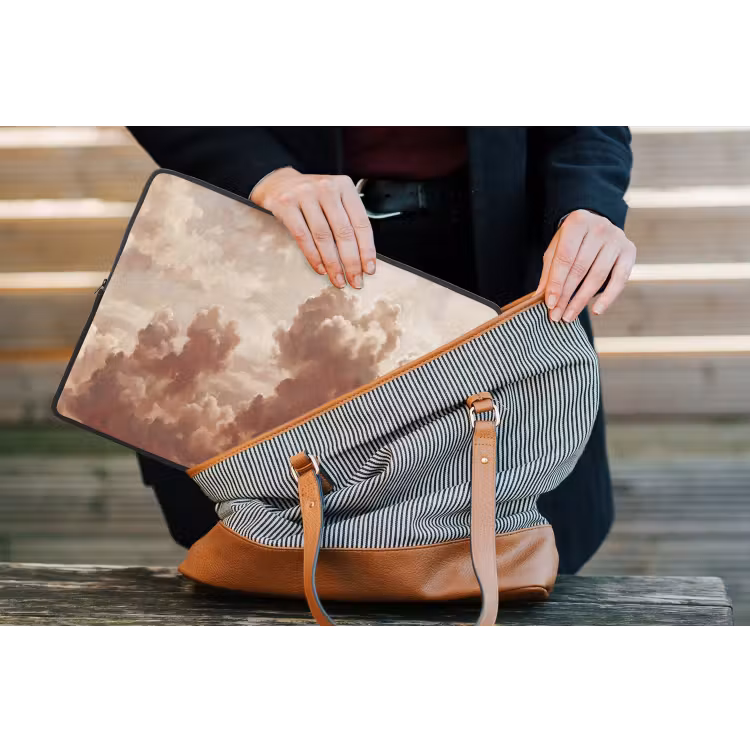 Wolken - Lucht - Natuur - Modern - Bruin laptophoes neopreen klein -tas