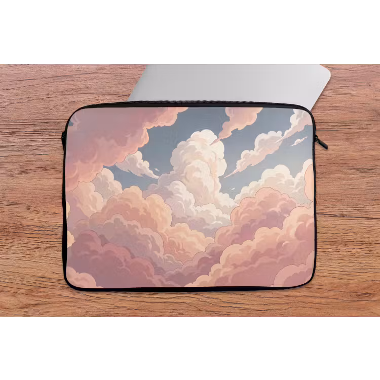 Wolken - Lucht - Natuur - Pastel - Roze laptophoes neopreen klein -tafel