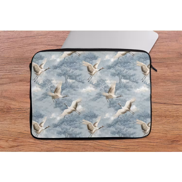 Wolken - Kraanvogels - Blauw laptophoes neopreen klein 279 -tafel