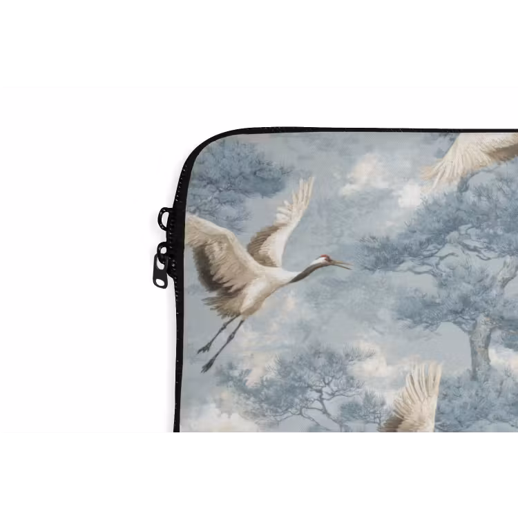 Wolken - Kraanvogels - Blauw laptophoes neopreen klein 279 -detail