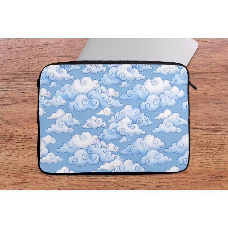 Wolken - Patroon - Hemel - Illustratie - Wit laptophoes neopreen klein -tafel