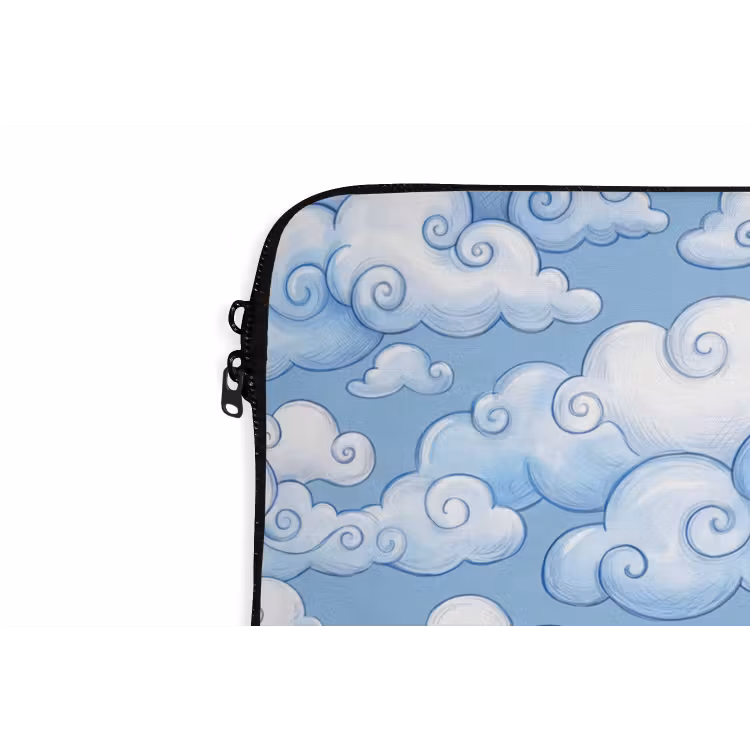 Wolken - Patroon - Hemel - Illustratie - Wit laptophoes neopreen klein -detail