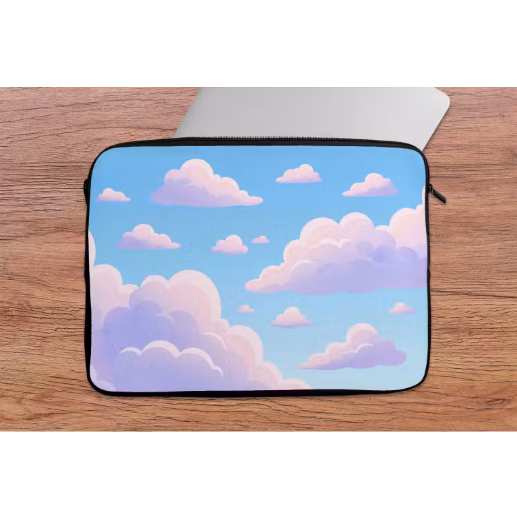 Wolken - Roze - Blauw - Natuur - Modern laptophoes neopreen klein -tafel