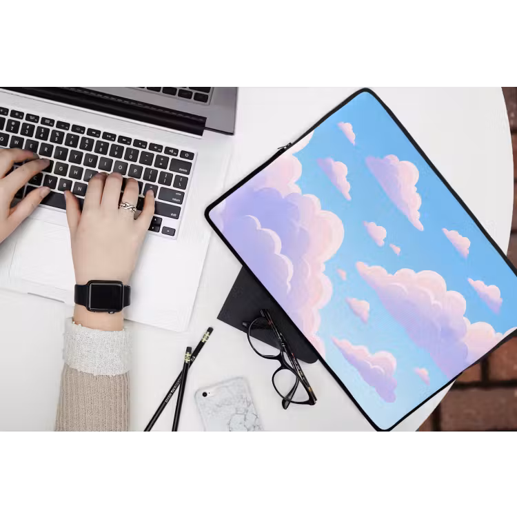 Wolken - Roze - Blauw - Natuur - Modern laptophoes neopreen klein -bureau