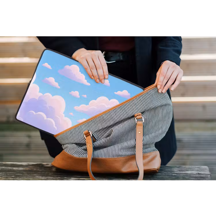 Wolken - Roze - Blauw - Natuur - Modern laptophoes neopreen klein -tas