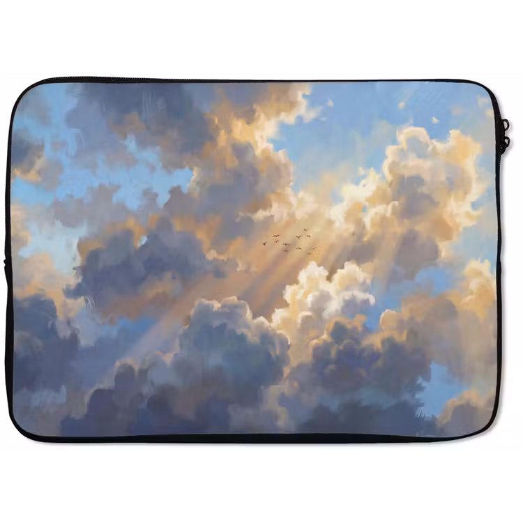 Wolken - Zonnestralen - Natuur - Abstract - Blauw laptophoes neopreen klein -zkaufland3dotto