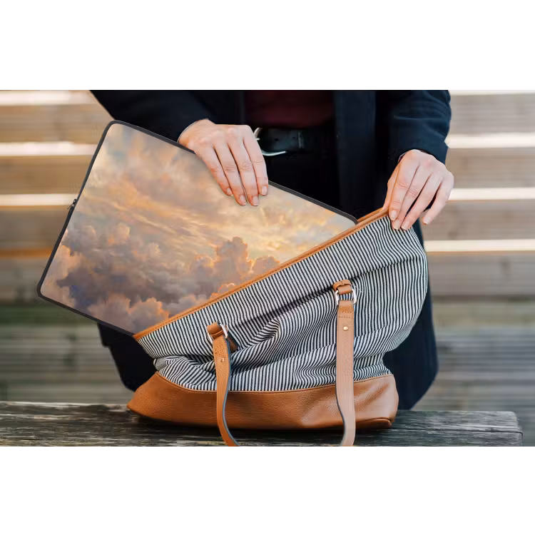 Wolken - Zonsondergang - Natuur - Abstract - Goud laptophoes neopreen klein -tas