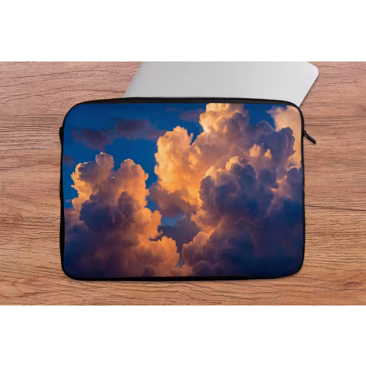 Wolken - Zonsondergang - Natuur - Oranje - Blauw laptophoes neopreen klein -tafel