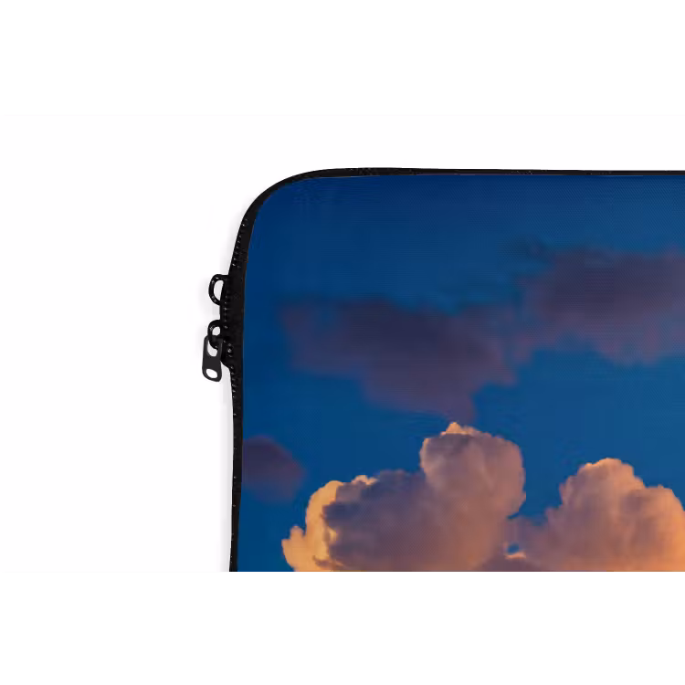 Wolken - Zonsondergang - Natuur - Oranje - Blauw laptophoes neopreen klein -detail