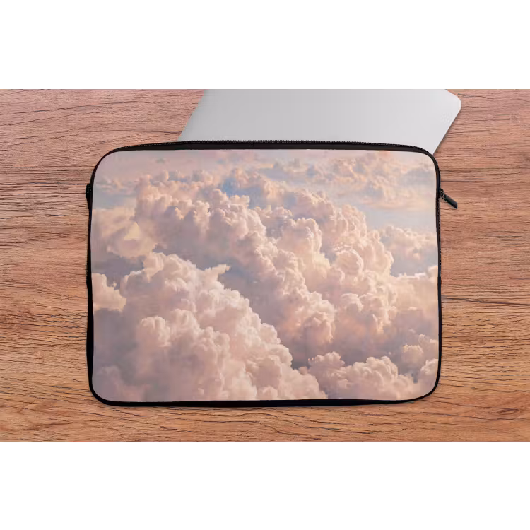 Wolken - Zonsondergang - Natuur - Pastel - Roze laptophoes neopreen klein -tafel