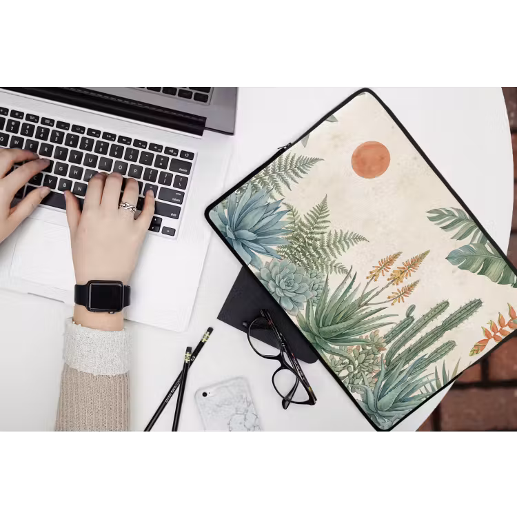 Woestijn - Planten - Groen laptophoes neopreen klein -bureau