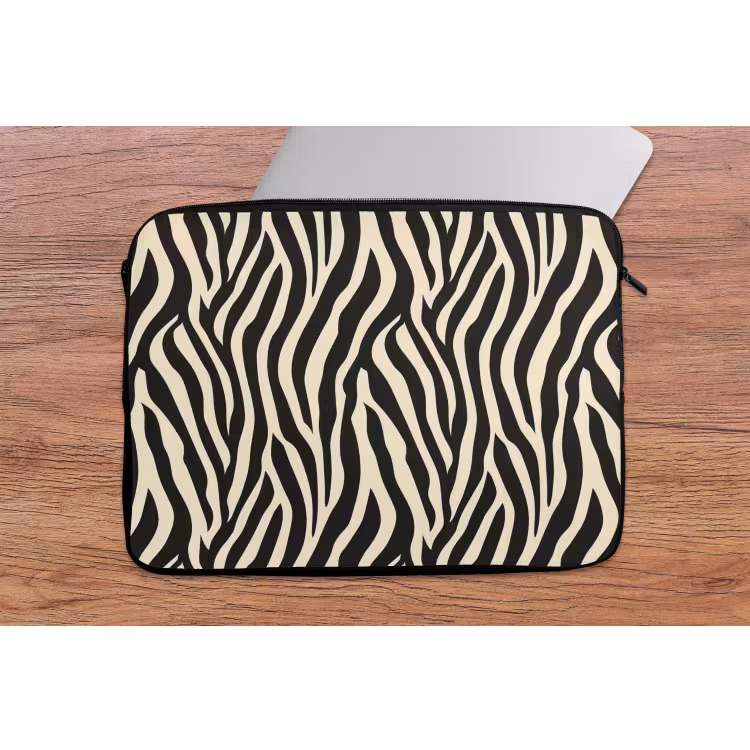 Zebra - Print - Klassiek - Zwart laptophoes neopreen klein 279 -tafel