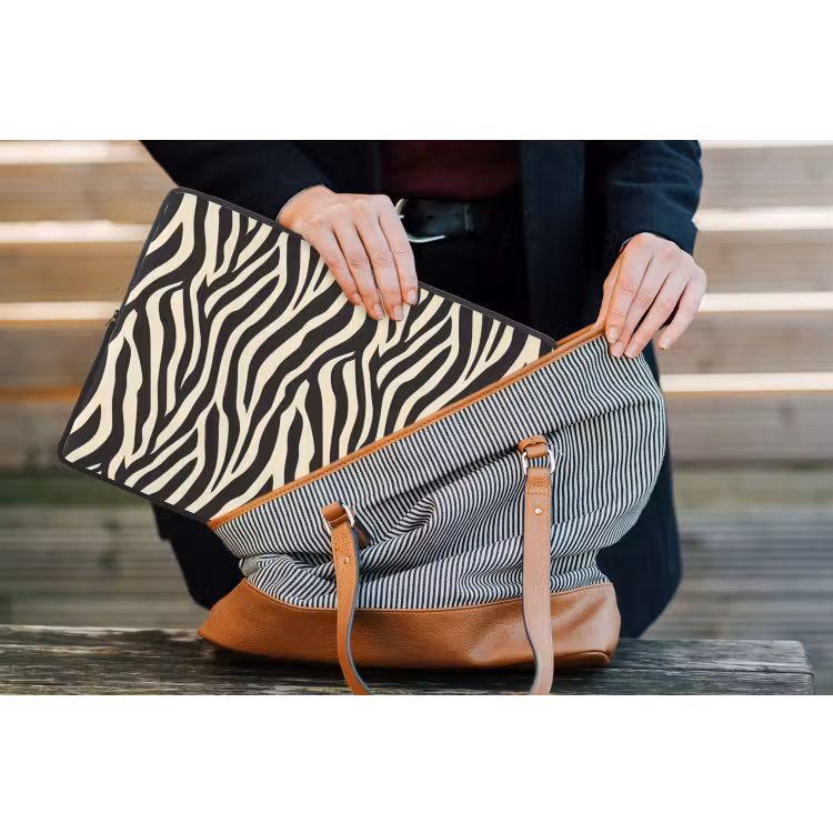 Zebra - Print - Klassiek - Zwart laptophoes neopreen klein 279 -tas