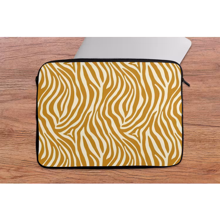 Zebra - Klassiek - Oker - Geel laptophoes neopreen klein 279 -tafel