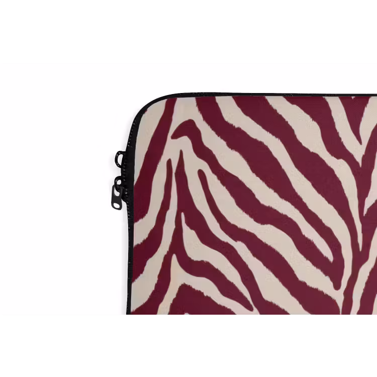 Zebra - Motief - Bordeaux - Rood laptophoes neopreen klein 279 -detail