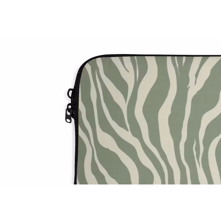 Zebra - Motief - Groen laptophoes neopreen klein 279 -detail