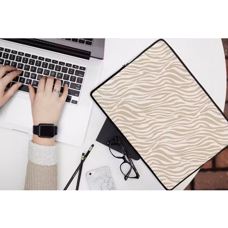 Zebra - Patroon - Beige laptophoes neopreen klein 279 -bureau