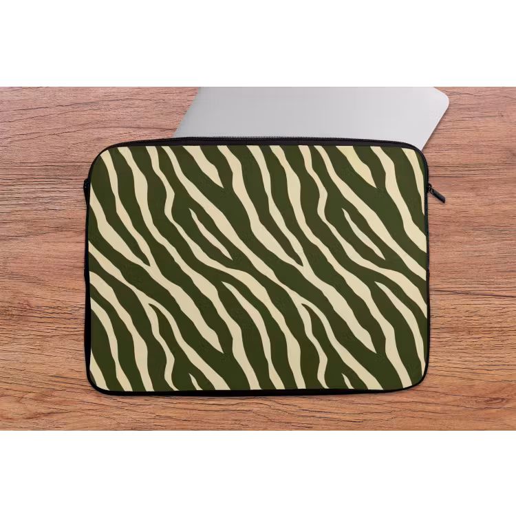 Zebra - Patroon - Groen laptophoes neopreen klein 279 -tafel