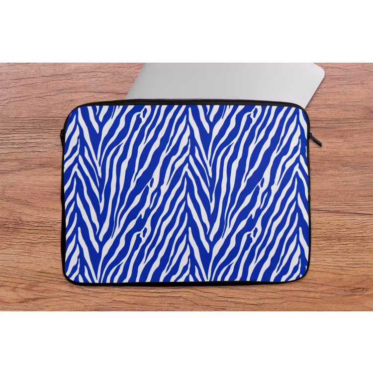 Zebra - Patroon - Kobalt - Blauw laptophoes neopreen klein 279 -tafel