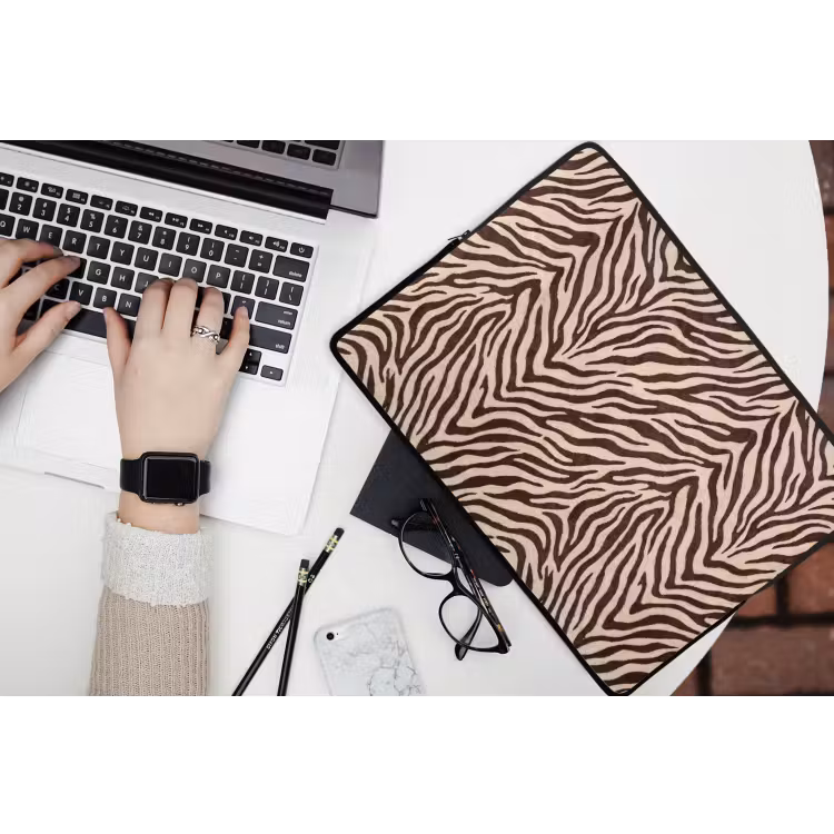 Zebra - Strepen - Bruin laptophoes neopreen klein -bureau
