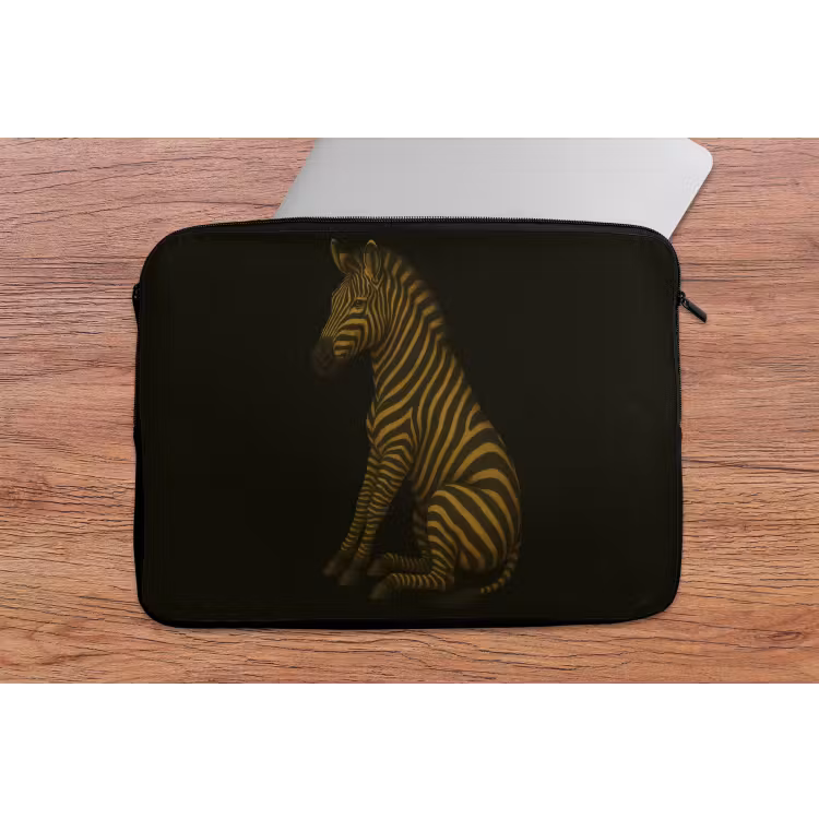 Zebra - Strepen - Goud laptophoes neopreen klein -tafel