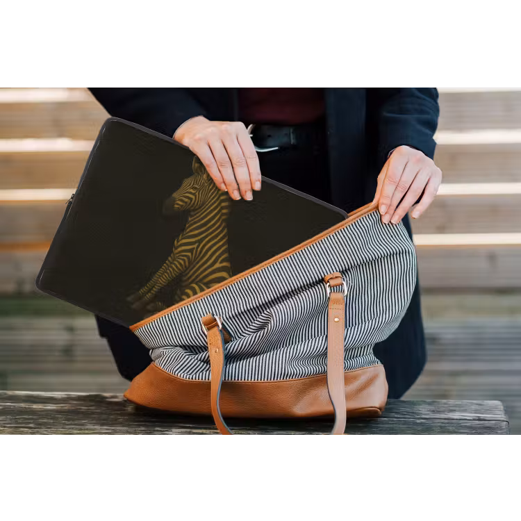 Zebra - Strepen - Goud laptophoes neopreen klein -tas
