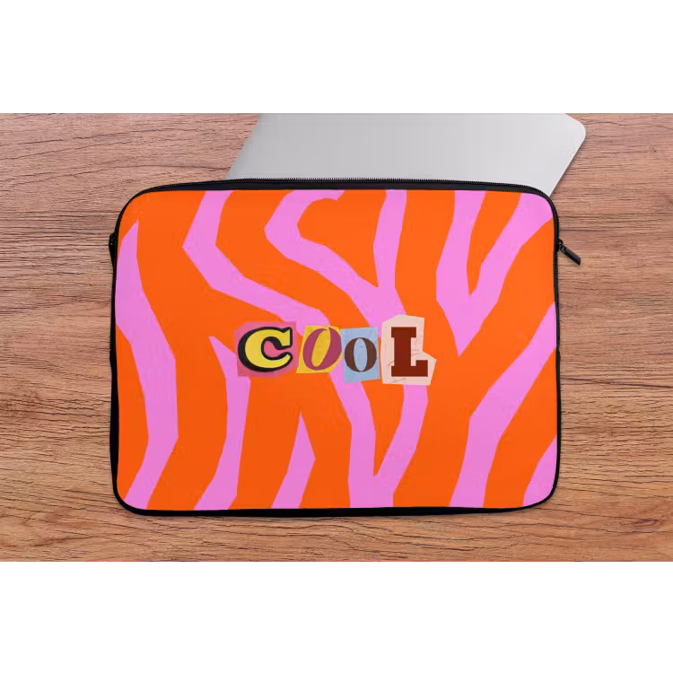 Zebraprint - Grafisch - COOL - Oranje laptophoes neopreen klein -tafel