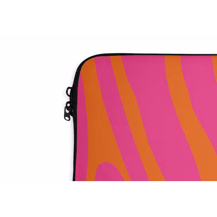 Zebraprint - Roze - Oranje - Dierenprint laptophoes neopreen klein -detail