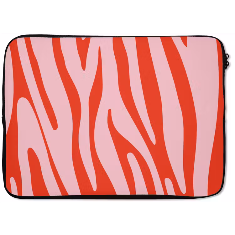 Zebraprint - Roze - Rood - Dierenprint laptophoes neopreen klein -zkaufland3dotto